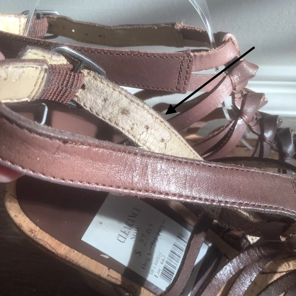 NEW Marc Fisher MFCARNIE Leather Cork Wedge Ankle‎ Strap Sandal Sz 10